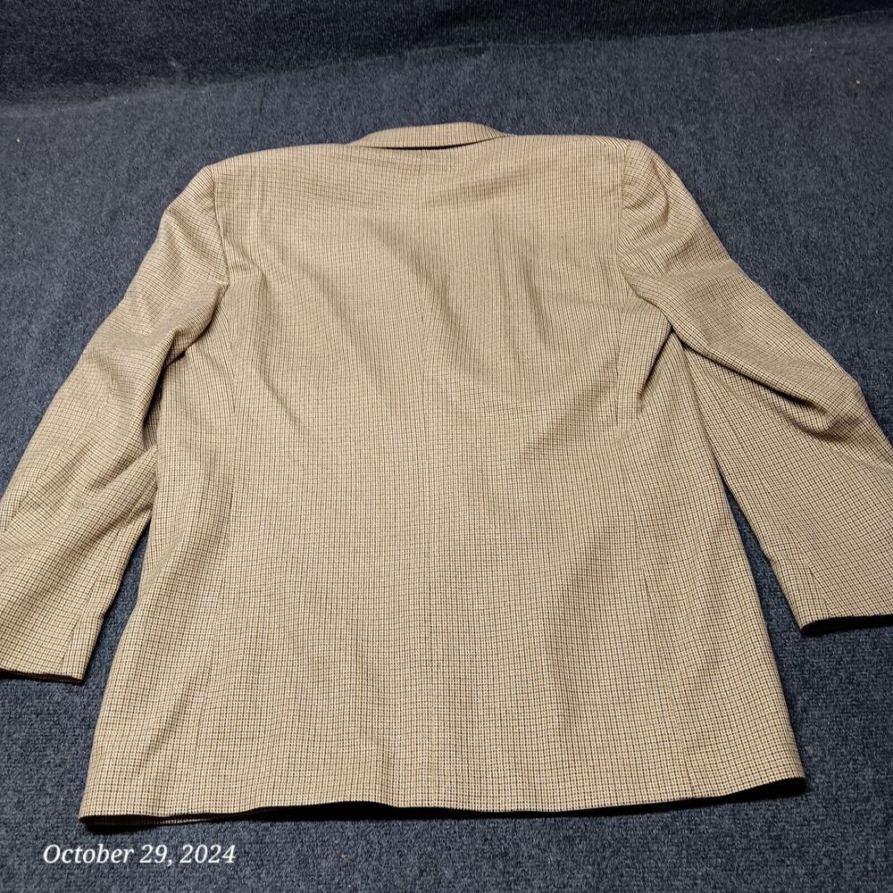 Nautica Blazer Men 44 Long Brown Mini Plaid 3 Button Silk‎ and Worsted Wool - Picture 6 of 8